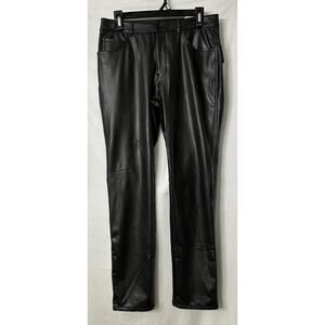 NWT Banana Republic Womens Black Faux Vegan‎ Leather Stretch Pants Slacks 28/6